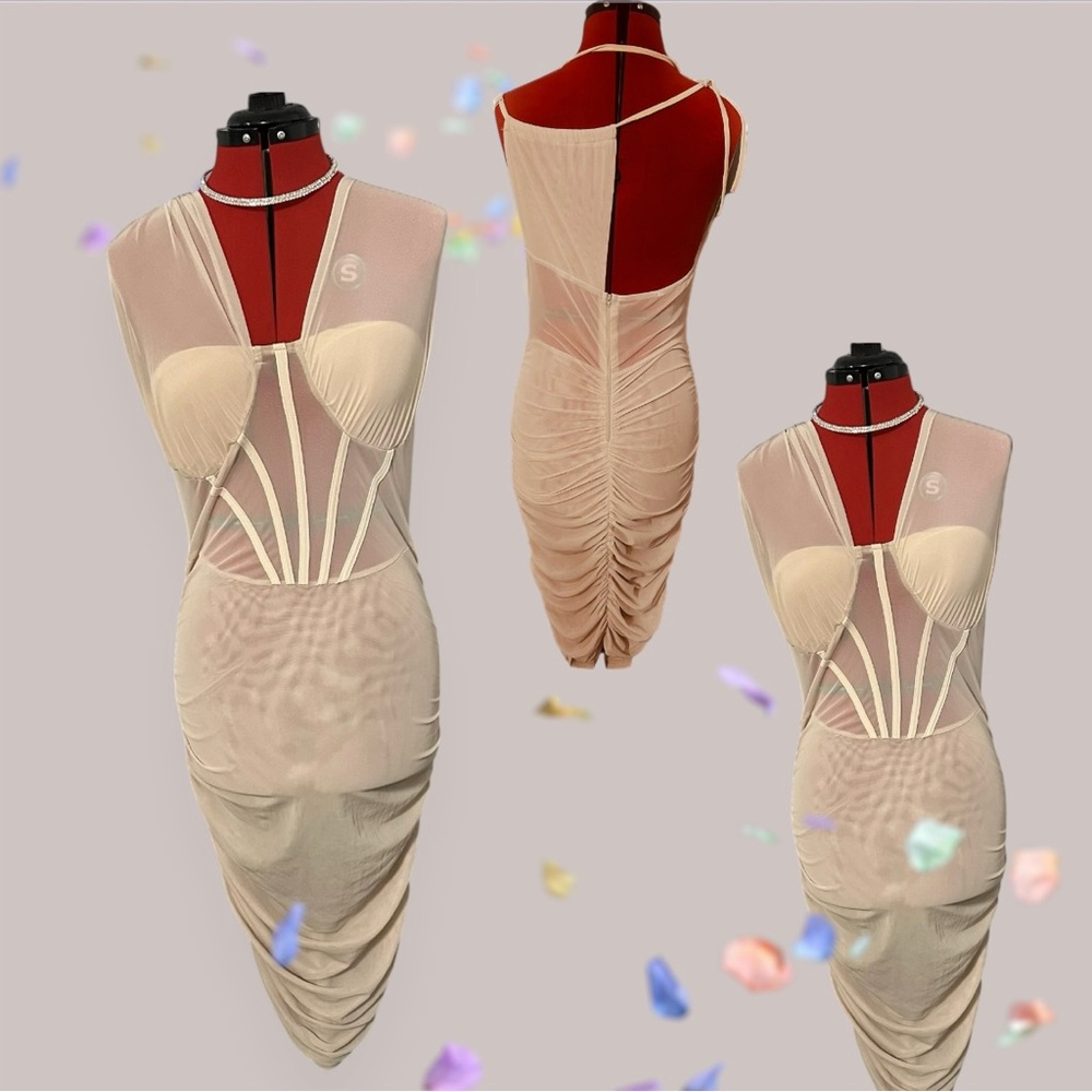 Elegant Backless Cream Dress